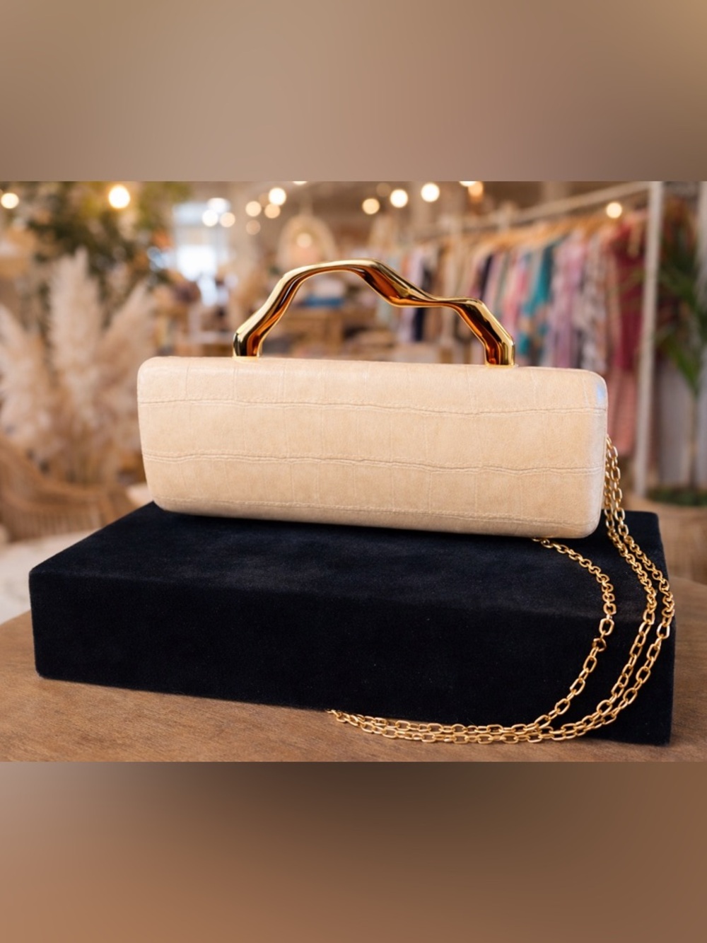 ✨Crown Envy Luxe Cream Croc-Embossed Top Handle Bag✨